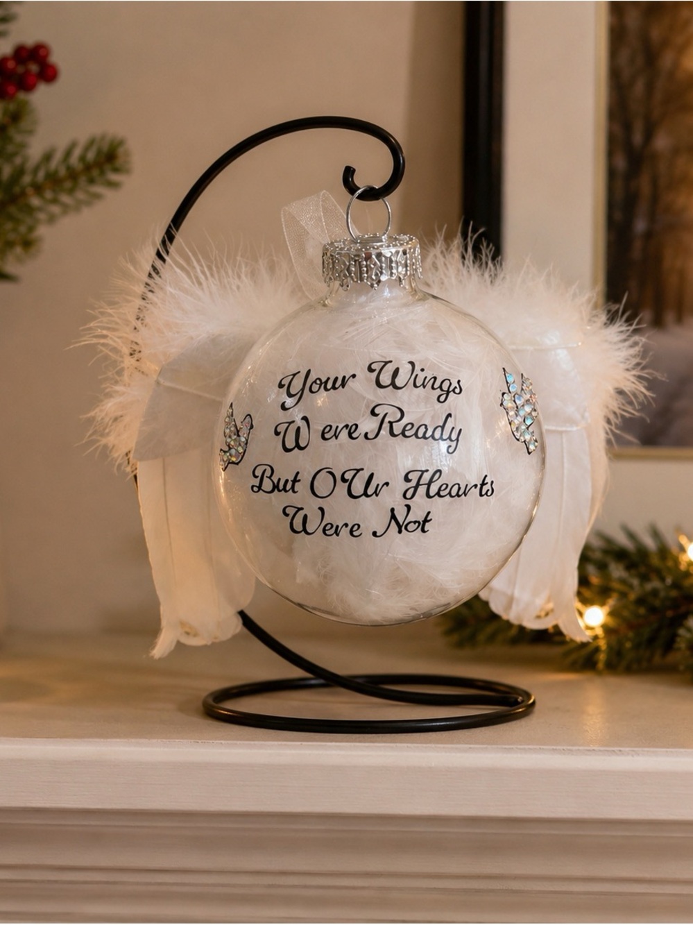 White Feather Angel Ornament - Memorial Holiday Decoration